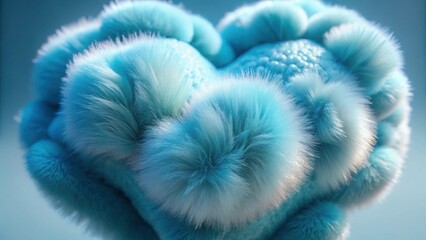 Poster - Abstract blue fuzzy heart shape with soft texture and gentle glow
