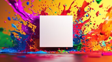 Poster - Vibrant Color Explosion with Blank Canvas