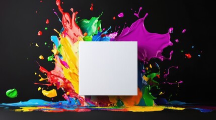 Poster - Vibrant Color Explosion with Blank Canvas