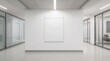 © Khoira Studio - Blank horizontal poster mockup on the wall in modern office interior with clipping path around banner