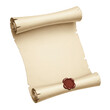 © Said Sbg - Realistic open parchment scroll with red wax seal isolated isolated on white background