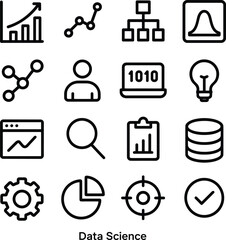 Poster - Minimalist Outline Data Science and Analytics Symbols Business Icon Collection