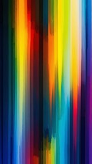 Poster - Vibrant vertical bands cascade in a rainbow of hues, abstract colorful display of energy.