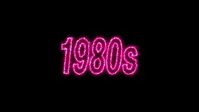 Animated glowing flickering neon inscription 1980s. neon 1980s text animation