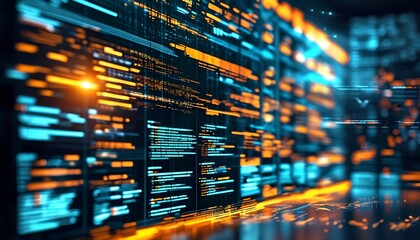 Poster - Dynamic data visualization digital realm graphic art futuristic environment close-up view technology concept