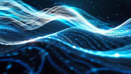 Poster - Dynamic waves of light and color digital realm abstract art futuristic close-up energy flow