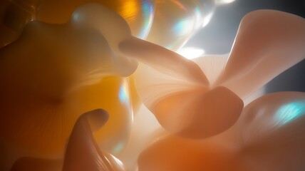 Poster - Abstract macro photograph of translucent organic shapes with iridescent highlights image
