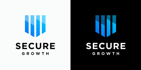Poster - Shield-shaped growth chart vector logo design with a modern, simple, clean, and abstract style. Icon for business, finance, security, and personal branding.