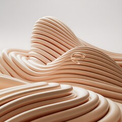 Poster - Swirling Peach Ribbons Forming Organic Abstract Landscape background texture