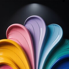 Poster - Swirls of vibrant pastel paint strokes against a dark background abstract blue