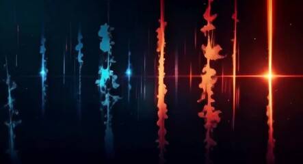Poster - Abstract blue and red particle streams with bright light effects background