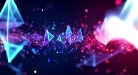 Poster - Abstract geometric shapes dance in a vibrant display of light and color
