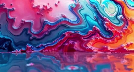 Poster - Colorful Abstract Fluid Art Background with Reflections for Creative Projects