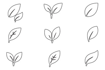 Poster - set of leaves green leaf nature art illustration vector sticker icon symbol graphic design environment plant