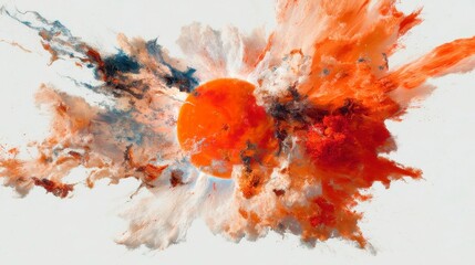 Poster - Cosmic Energy Silhouette, an abstract watercolor depiction of a vibrant energy body with a radiating sun, isolated on white, ideal for various creative projects.