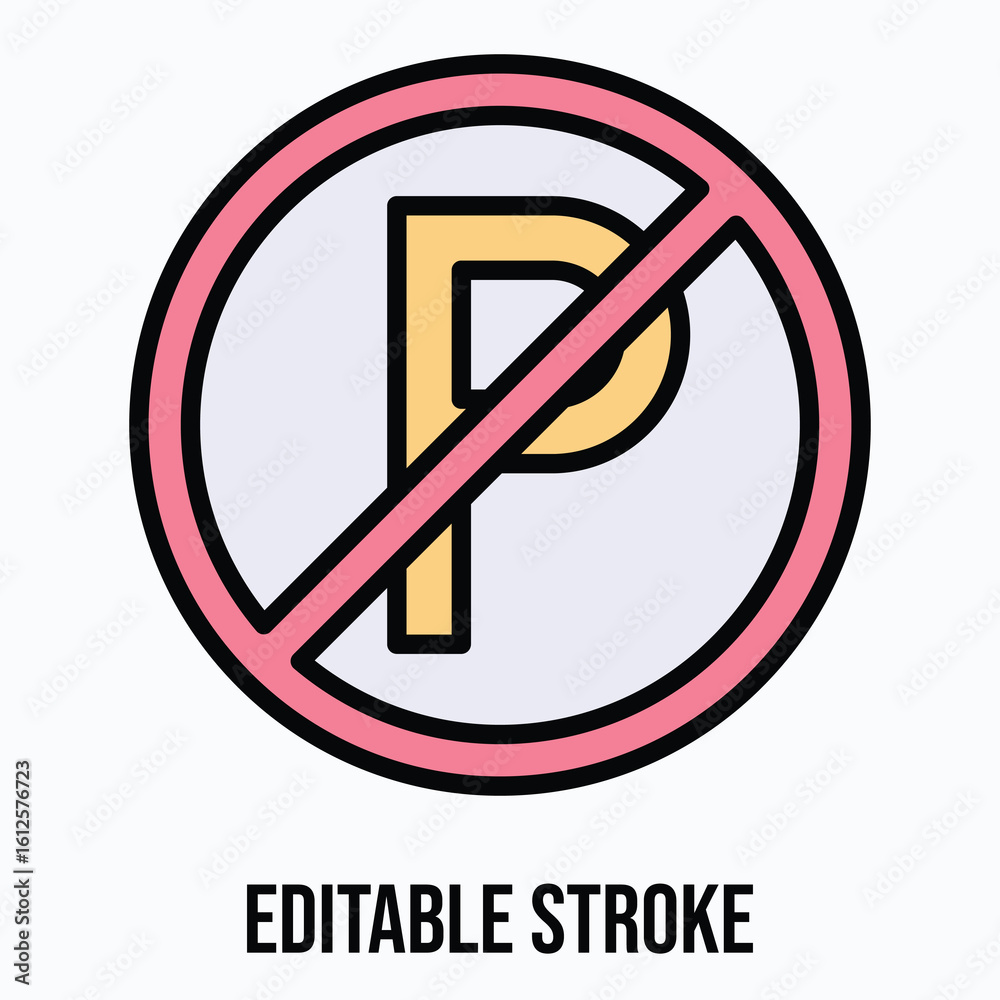 No Parking Sign, Traffic Parking Ban Symbol. Prohibition Sign Vector ...