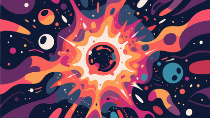 Poster - Abstract explosion illustration with vibrant colors and dynamic swirling shapes design