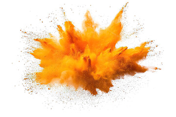 Wall Mural - a vibrant orange powder explosion against a transparent background creating a dynamic and abstract s
