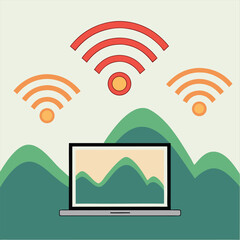 Fototapete - Colourful modern floating Wi-Fi signals.