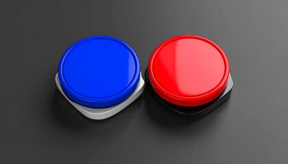 Poster - Abstract Red and Blue Circular Buttons on Dark Background