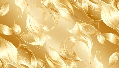 Abstract gold swirling leaf pattern on gradient background