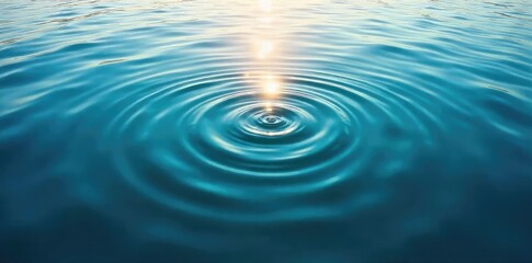 Canvas Print - aerial view of concentric ripples spreading across a calm water surface, sunlight reflecting on the 