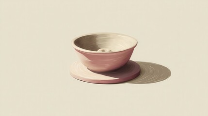 Poster - hand-shaped, light pink ceramic bowl on a coaster.