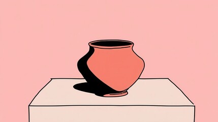 Poster - Simple terracotta-colored vase on a light beige surface.