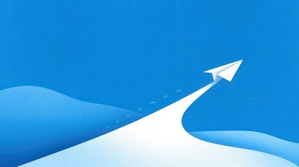 Poster - Paper airplane soaring through a vibrant blue sky.
