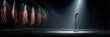 © Georg - Stage set with microphone and American flags during a dramatic spotlight moment