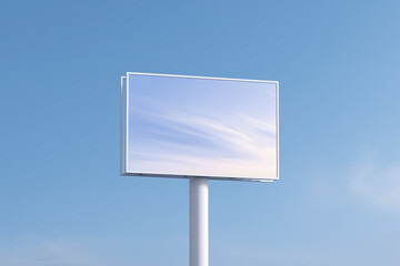 Poster - Blank billboard mock up against a clear blue sky, showcasing an empty advertising space, ideal for design projects and marketing concepts with copy space