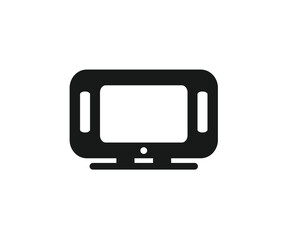 Aufkleber - A simple black and white icon depicting a retro television set with a screen and base.
