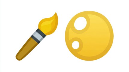 Poster - A yellow paintbrush and a yellow circle.
