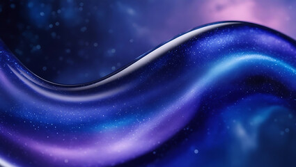 Poster - Abstract luxury flowing wave with cosmic glitter. Shiny blue and purple galaxy background. ai