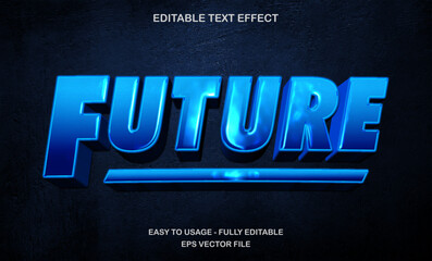 Poster - Future text effect, modern blue sci-fi 3d editable font futuristic for tech and digital theme