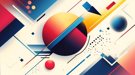 Aufkleber - Vibrant abstract artwork geometric shapes with bold colors dynamic lines for modern composition showcasing creative style visual rhythm artistic expression concept.