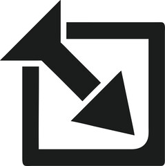 Poster - Black silhouette share arrow design symbol with outward and inward pointing arrows for online communication.