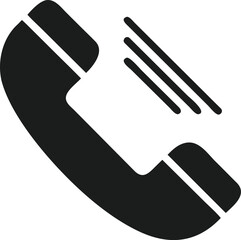 Poster - A simple and elegant black silhouette illustration depicting the iconic outline of a telephone receiver symbol.