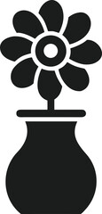 Poster - Elegant black silhouette of a flower in a vase ideal for home decor and creative decoration purposes.