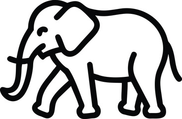 Poster - Elegant black silhouette of a walking elephant on a transparent background representing nature and wildlife.