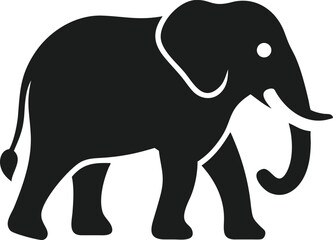 Poster - A simple and elegant black silhouette of a walking elephant ready for various design applications