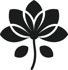 Poster - Black silhouette of a blooming flower depicting petals unfurling elegantly on a white background
