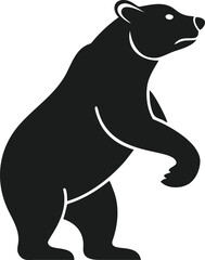 Poster - Black silhouette of a grizzly bear standing upright on its hind legs with a powerful presence