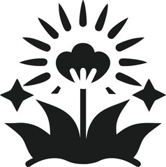 Poster - Whimsical silhouette illustration of a fantastical glowing floral design with detailed elements and unique style