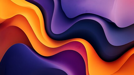 Aufkleber - Abstract waves of color move with orange purple and blue tones for vibrant expression fluid motion digital rhythm modern aesthetics creative energy visual harmony concept.
