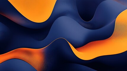Aufkleber - Abstract blue orange waves flow with digital rhythm for modern art expression vibrant contrast fluid motion visual energy contemporary design creative concept.