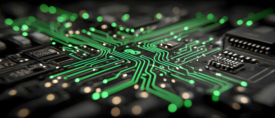 Poster - The glowing circuitry design showcasing intricate electronic patterns in vibrant green.