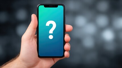 Poster - A hand holding a phone with a question mark on it