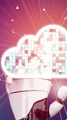 Poster - Futuristic robot artificial intelligence revolutionary AI technology development and machine learning concept. Global robotic bionic science research for future of human life. 3D rendering graphic.