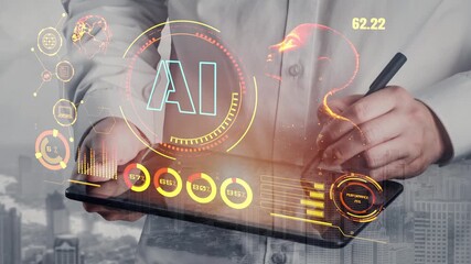 Poster - AI Assistant Brain Processor with LLM Technology, Big Data, Machine Learning, Generative AI for Business Support, Future Agentic AI Technology and Artificial Intelligence Prompt Engineering. Thunk